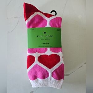 KATE SPADE Women Hearts Crew Socks- 3 pairs NWT